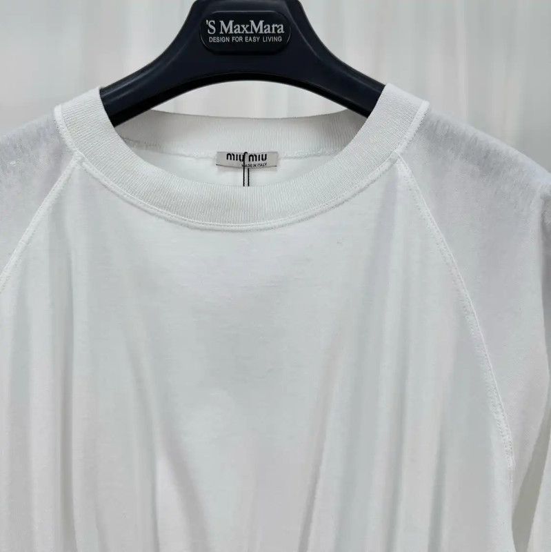 Miu Miu Miu Miu Summer White Cropped Long Sleeve T-shirt 0089 Size S / US 4 / IT 40 - 3 Thumbnail