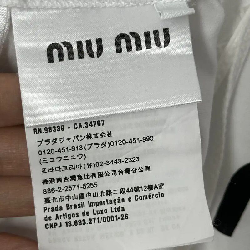 Miu Miu Miu Miu Summer White Logo T-Shirt 0089 Size M / US 6-8 / IT 42-44 - 5 Thumbnail