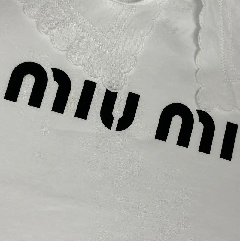 Miu Miu Miu Miu Summer White Logo T-Shirt 0089 Size M / US 6-8 / IT 42-44 - 8 Thumbnail