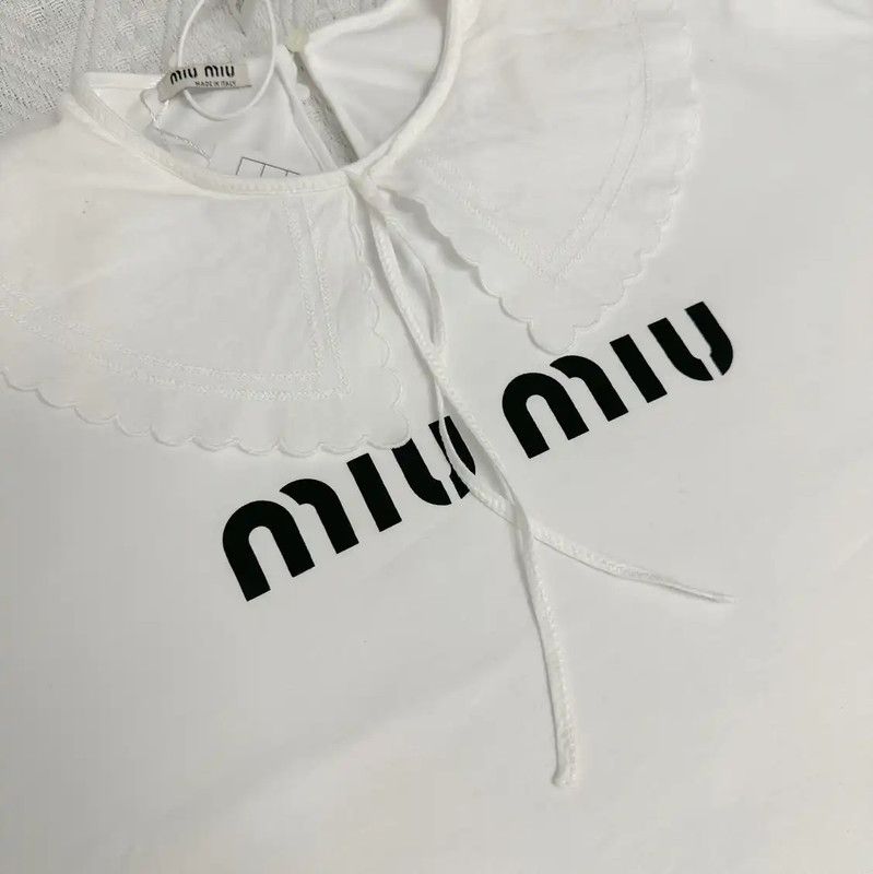 Miu Miu Miu Miu Summer White Logo T-Shirt 0089 Size M / US 6-8 / IT 42-44 - 4 Thumbnail