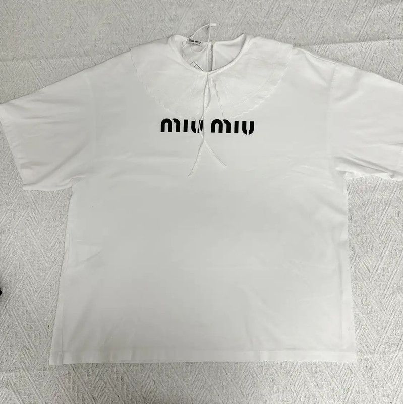 Miu Miu Miu Miu Summer White Logo T-Shirt 0089 Size M / US 6-8 / IT 42-44 - 7 Thumbnail