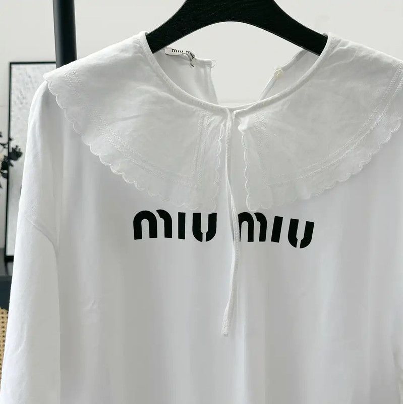 Miu Miu Miu Miu Summer White Logo T-Shirt 0089 Size M / US 6-8 / IT 42-44 - 3 Thumbnail