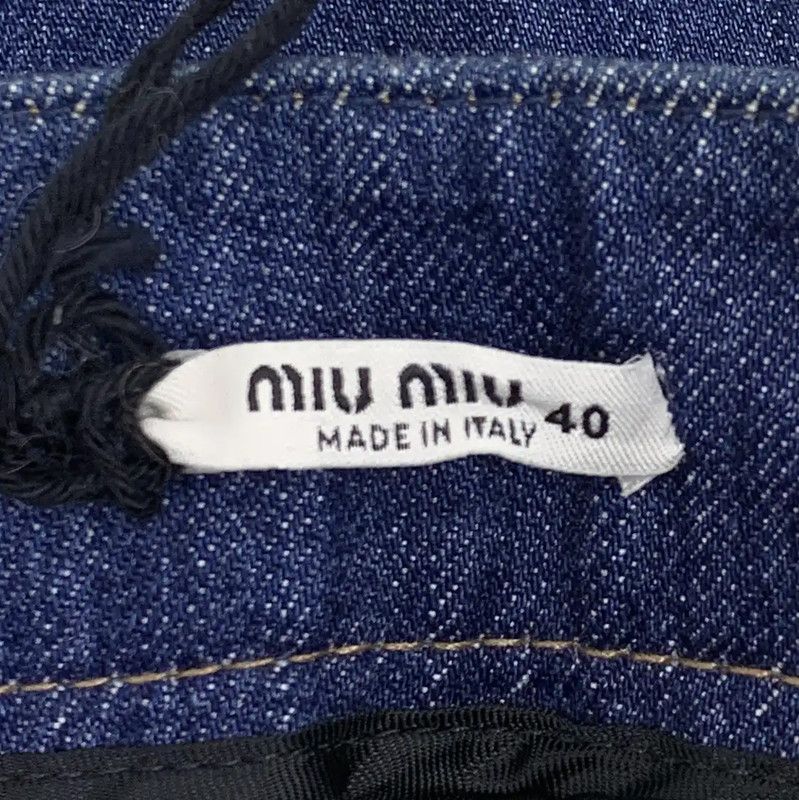 Miu Miu Miu Miu Denim Skirt with Decorative Elements 0089 Size 23" - 5 Thumbnail