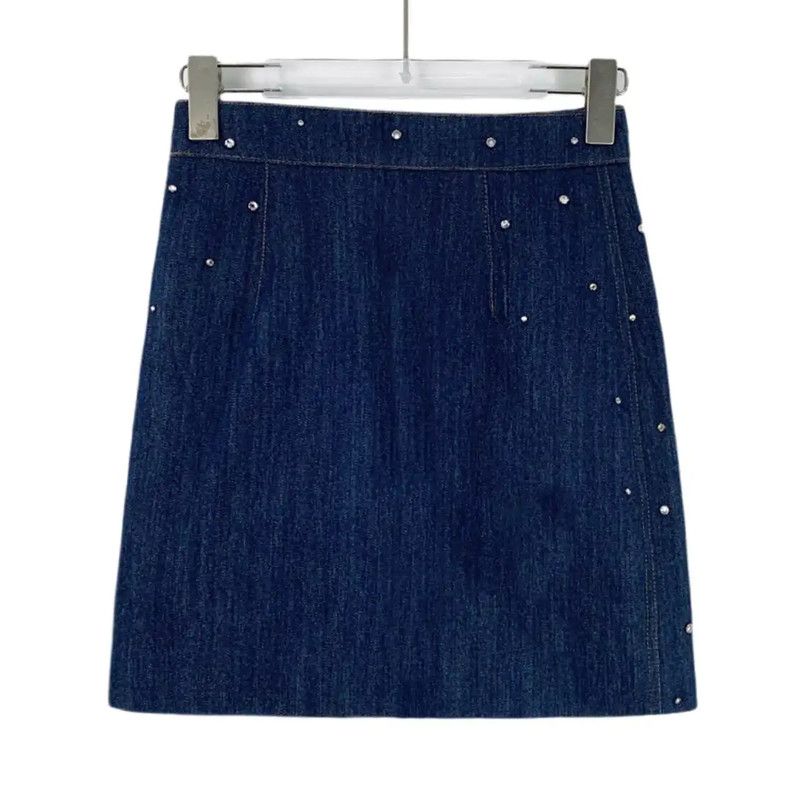 Miu Miu Miu Miu Denim Skirt with Decorative Elements 0089 Size 23" - 2 Thumbnail