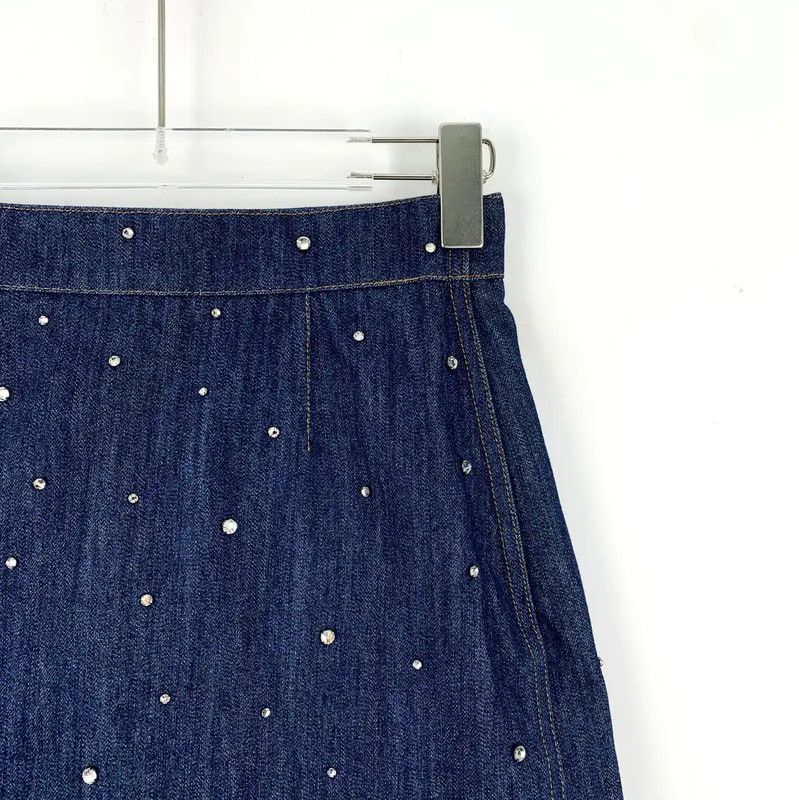 Miu Miu Miu Miu Denim Skirt with Decorative Elements 0089 Size 23" - 3 Thumbnail
