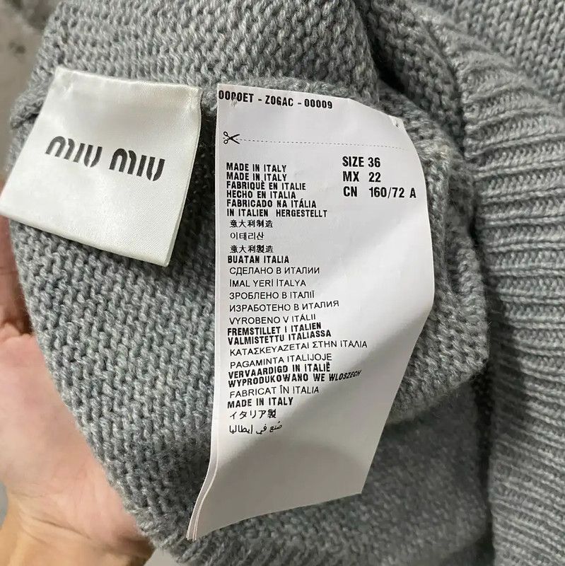 Miu Miu Miu Miu Gray Short Sleeve Pullover Sweater 0089 Size ONE SIZE - 8 Thumbnail