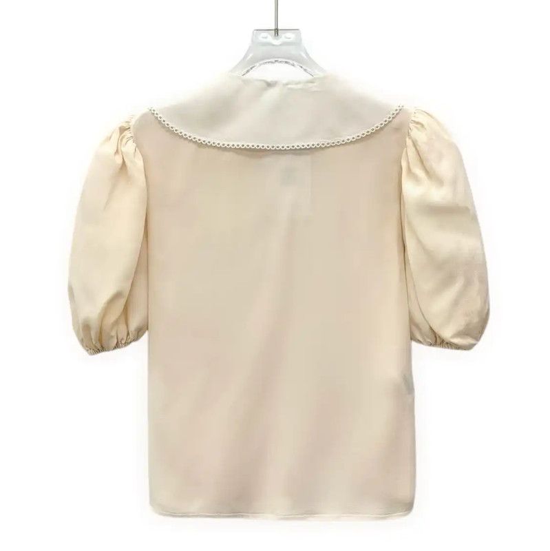 Miu Miu Miu Miu Beige Silk Blouse with Peter Pan Collar 0089 Size XS / US 0-2 / IT 36-38 - 2 Thumbnail