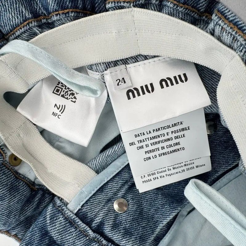 Miu Miu Miu Miu Blue Leather Women's Jeans 0089 Size 22" - 8 Thumbnail