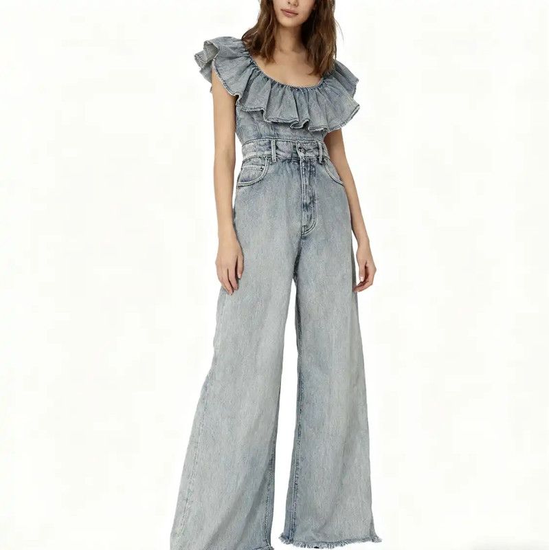 Miu Miu Miu Miu Blue Leather Women's Jeans 0089 Size 22" - 3 Thumbnail