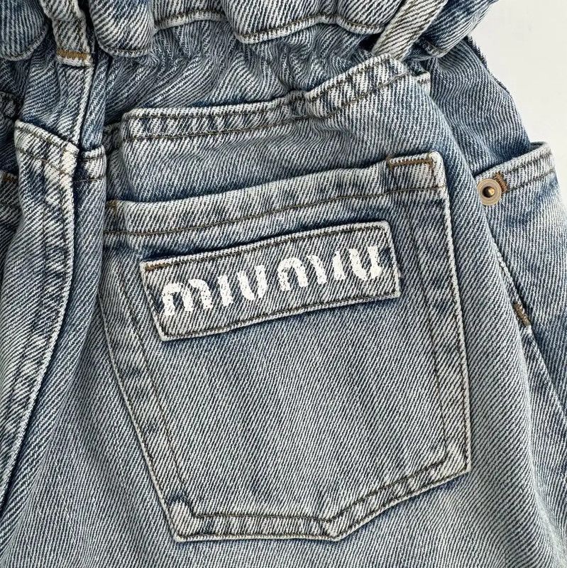 Miu Miu Miu Miu Blue Leather Women's Jeans 0089 Size 22" - 4 Thumbnail