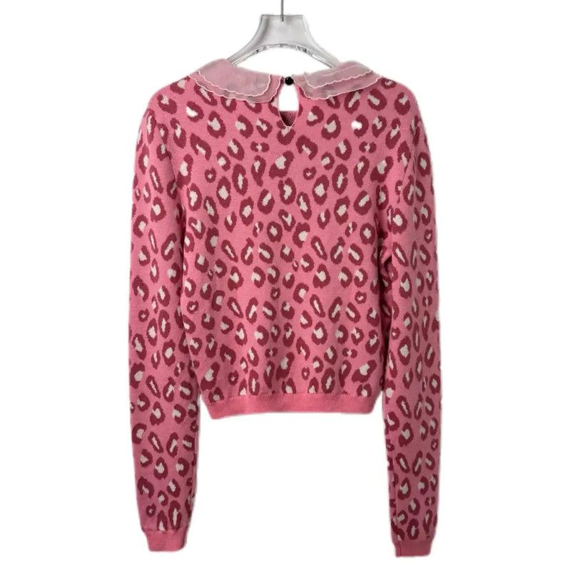 Miu Miu Miu Miu Pink Leopard Print Sweater 0089 Size L / US 10 / IT 46 - 2 Thumbnail