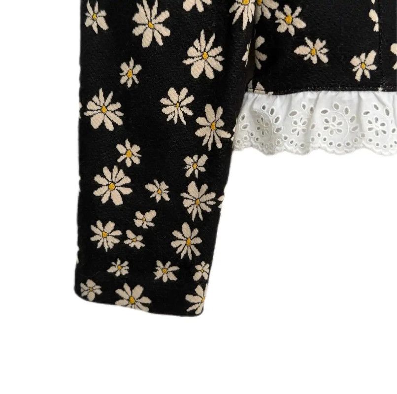 Miu Miu Miu Miu Black Floral Print Cropped Jacket 0089 Size S / US 4 / IT 40 - 6 Thumbnail
