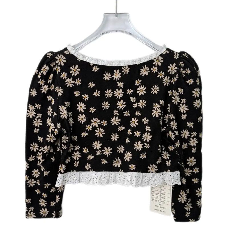 Miu Miu Miu Miu Black Floral Print Cropped Jacket 0089 Size S / US 4 / IT 40 - 2 Thumbnail