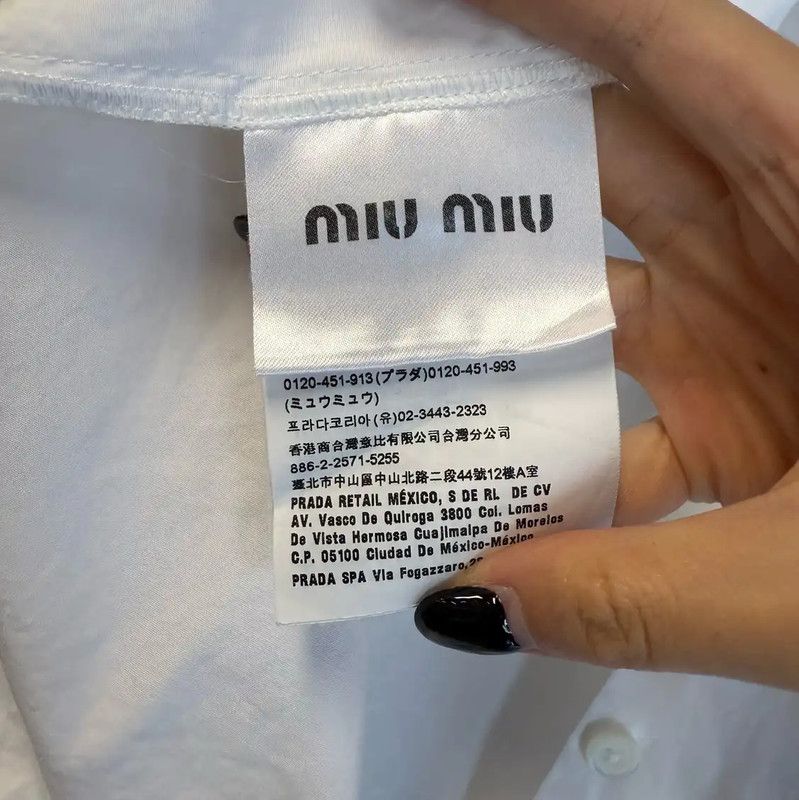 Miu Miu Miu Miu White Cotton Women's T-Shirt 0089 Size M / US 6-8 / IT 42-44 - 5 Thumbnail