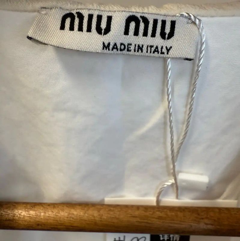 Miu Miu Miu Miu White Cotton Women's T-Shirt 0089 Size M / US 6-8 / IT 42-44 - 4 Thumbnail