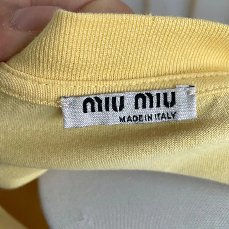 Miu Miu Miu Miu Yellow Cotton Women’s T-Shirt 0089 Size S / US 4 / IT 40 - 3 Thumbnail