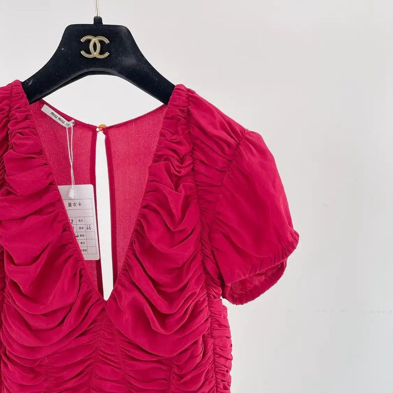 Miu Miu Miu Miu Pink Silk Short Sleeve Dress 0089 Size M / US 6-8 / IT 42-44 - 3 Thumbnail