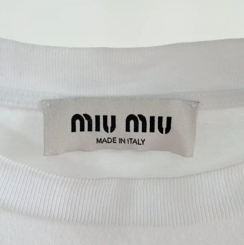 Miu Miu Miu Miu White Cotton Short Sleeve Tee 0089 Size S / US 4 / IT 40 - 6 Thumbnail
