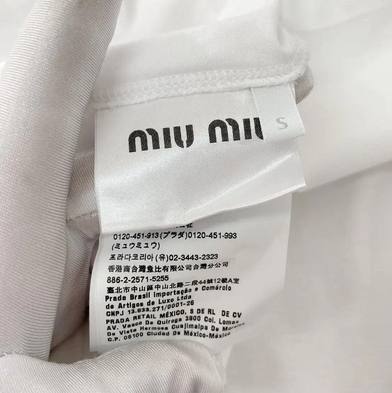 Miu Miu Miu Miu White Cotton Short Sleeve Tee 0089 Size S / US 4 / IT 40 - 7 Thumbnail