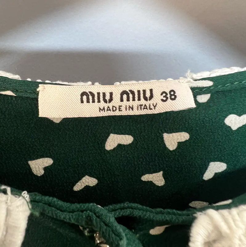 Miu Miu Miu Miu Green Silk Dress with White Collar 0089 Size M / US 6-8 / IT 42-44 - 5 Thumbnail