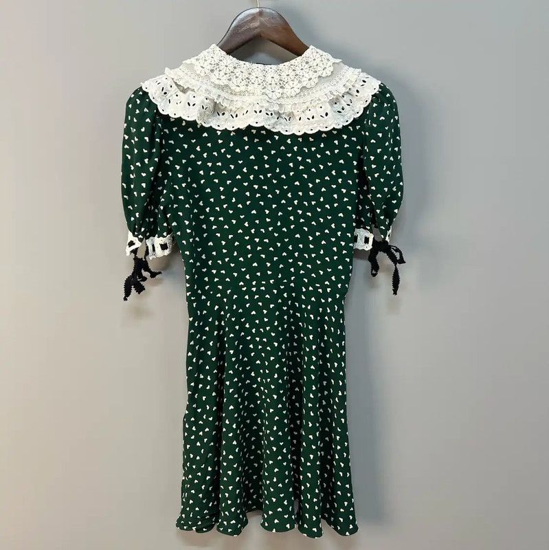 Miu Miu Miu Miu Green Silk Dress with White Collar 0089 Size M / US 6-8 / IT 42-44 - 2 Thumbnail