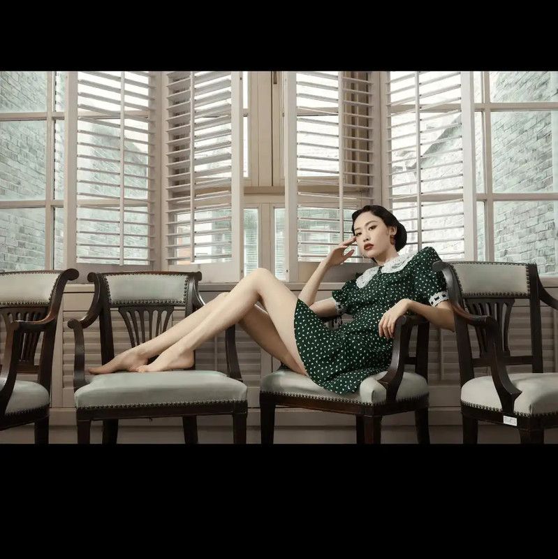Miu Miu Miu Miu Green Silk Dress with White Collar 0089 Size M / US 6-8 / IT 42-44 - 9 Thumbnail