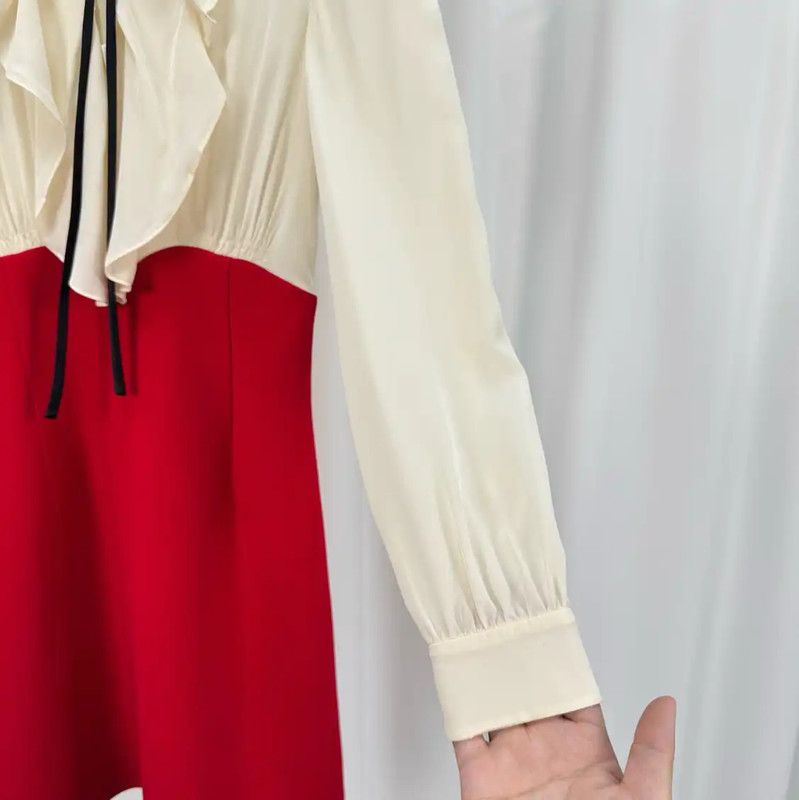 Miu Miu Miu Miu Color Block Silk Dress with Logo 0089 Size S / US 4 / IT 40 - 4 Thumbnail