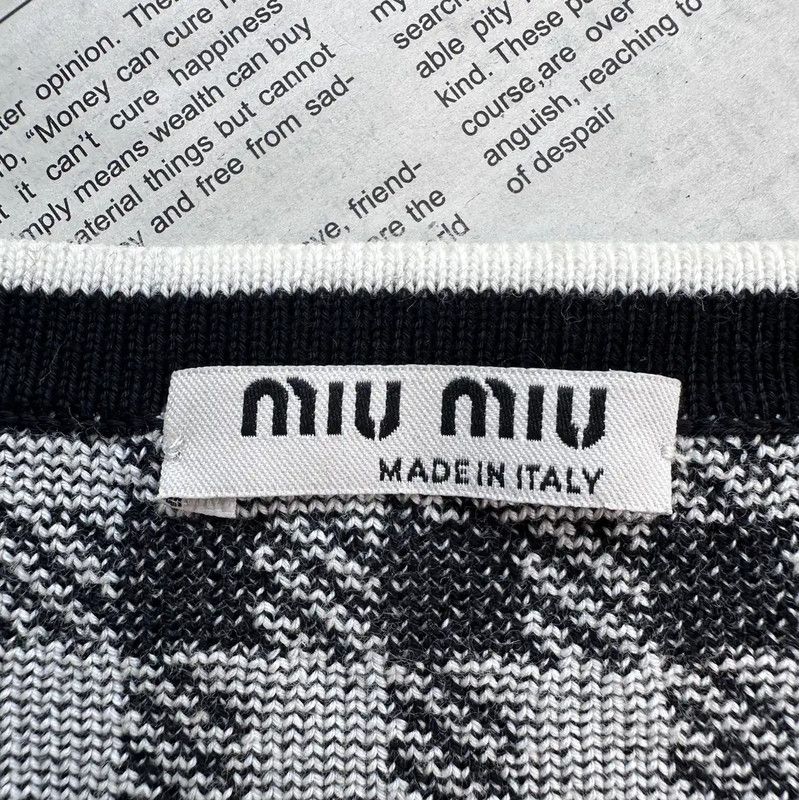 Miu Miu Miu Miu Black Checked Short Sleeve Cardigan 0089 Size L / US 10 / IT 46 - 9 Thumbnail