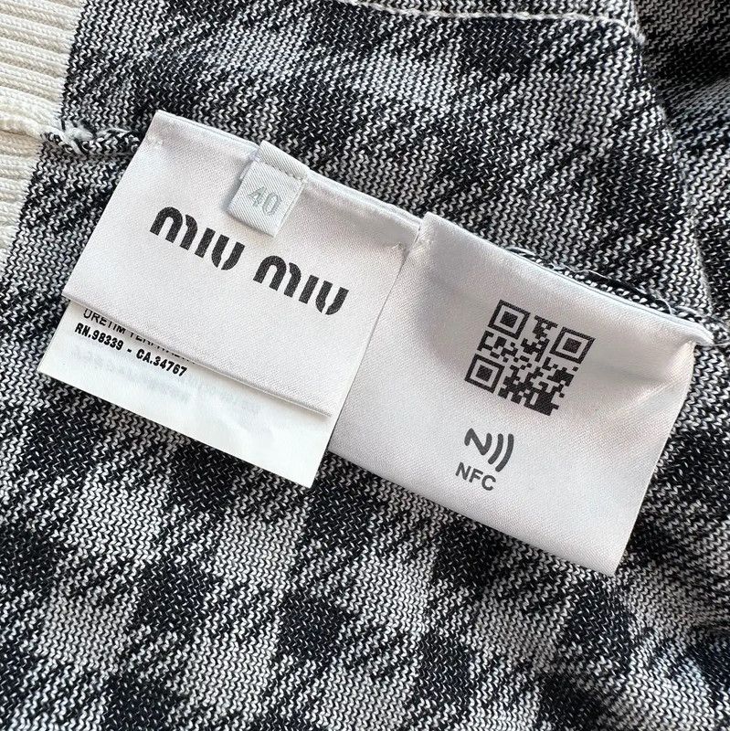 Miu Miu Miu Miu Black Checked Short Sleeve Cardigan 0089 Size L / US 10 / IT 46 - 8 Thumbnail