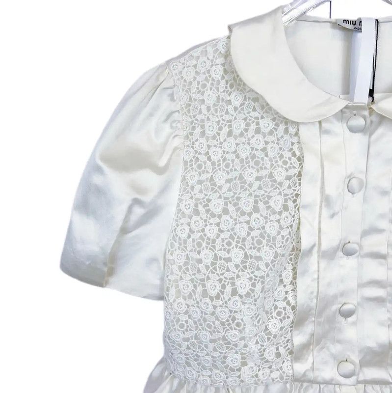 Miu Miu Miu Miu Women's Summer Cotton Short Sleeve Blouse 0089 Size S / US 4 / IT 40 - 4 Thumbnail