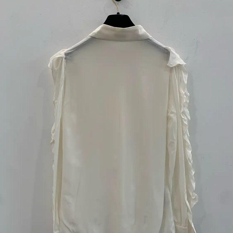 Miu Miu Miu Miu White Silk Ruffled Shirt 0089 Size L / US 10 / IT 46 - 3 Thumbnail