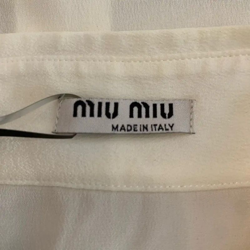 Miu Miu Miu Miu White Silk Ruffled Shirt 0089 Size L / US 10 / IT 46 - 5 Thumbnail