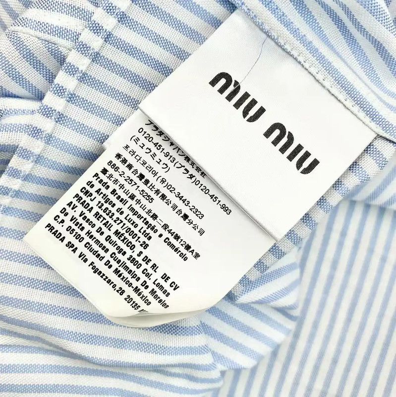 Miu Miu Miu Miu Pale Blue Cotton Blouse with Large Collar 0089 Size ONE SIZE - 4 Thumbnail