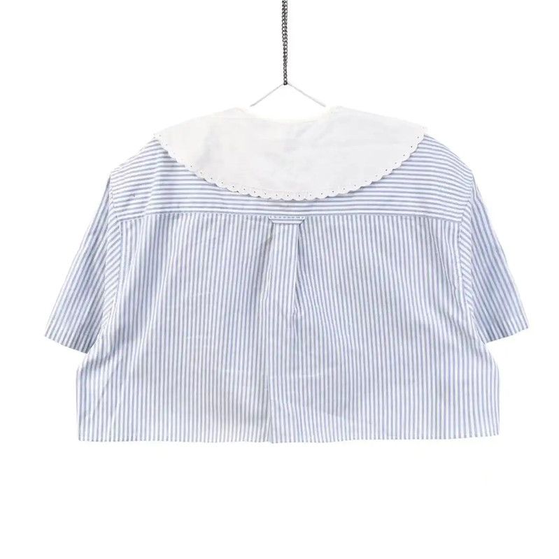 Miu Miu Miu Miu Pale Blue Cotton Blouse with Large Collar 0089 Size ONE SIZE - 2 Thumbnail
