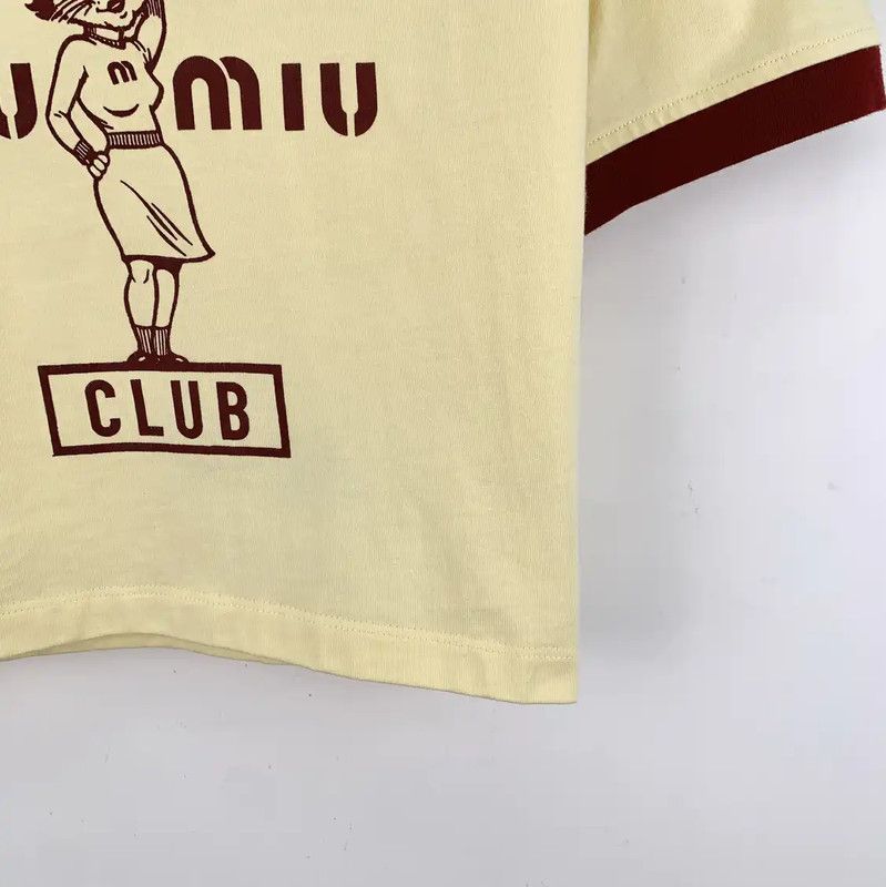 Miu Miu Miu Miu Yellow Cotton T-Shirt for Women 0089 Size S / US 4 / IT 40 - 5 Thumbnail