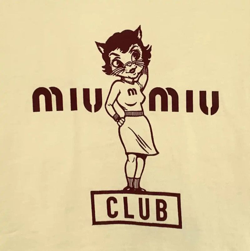 Miu Miu Miu Miu Yellow Cotton T-Shirt for Women 0089 Size S / US 4 / IT 40 - 4 Thumbnail