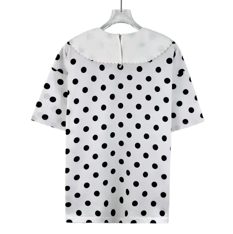Miu Miu Miu Miu Polka Dot White Cotton T-Shirt 0089 Size XS / US 0-2 / IT 36-38 - 2 Thumbnail