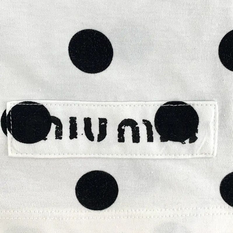 Miu Miu Miu Miu Polka Dot White Cotton T-Shirt 0089 Size XS / US 0-2 / IT 36-38 - 5 Thumbnail