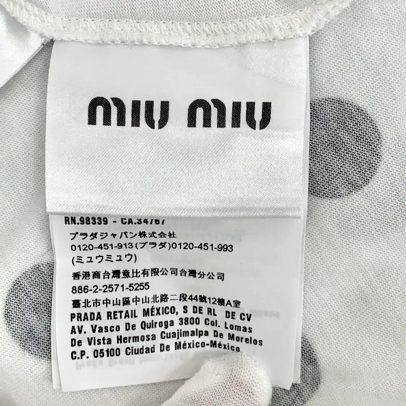 Miu Miu Miu Miu Polka Dot White Cotton T-Shirt 0089 Size XS / US 0-2 / IT 36-38 - 7 Thumbnail
