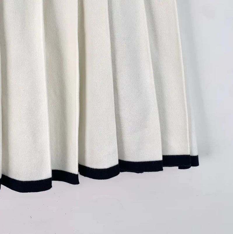 Miu Miu Miu Miu Women's White Cotton Pleated Skirt 0089 Size 22" - 4 Thumbnail