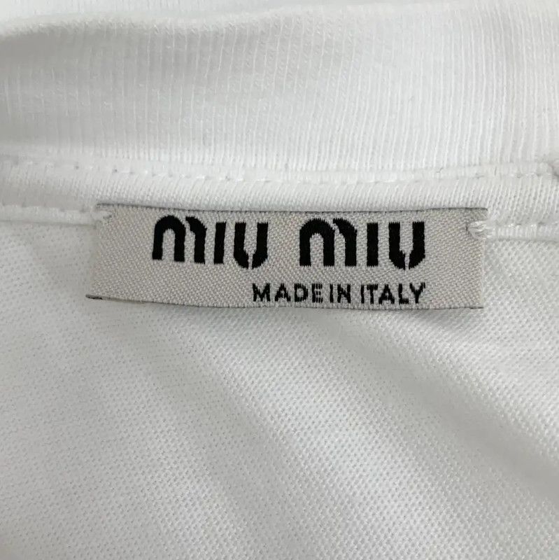 Miu Miu Miu Miu Women's Cropped White T-Shirt 0089 Size XS / US 0-2 / IT 36-38 - 5 Thumbnail