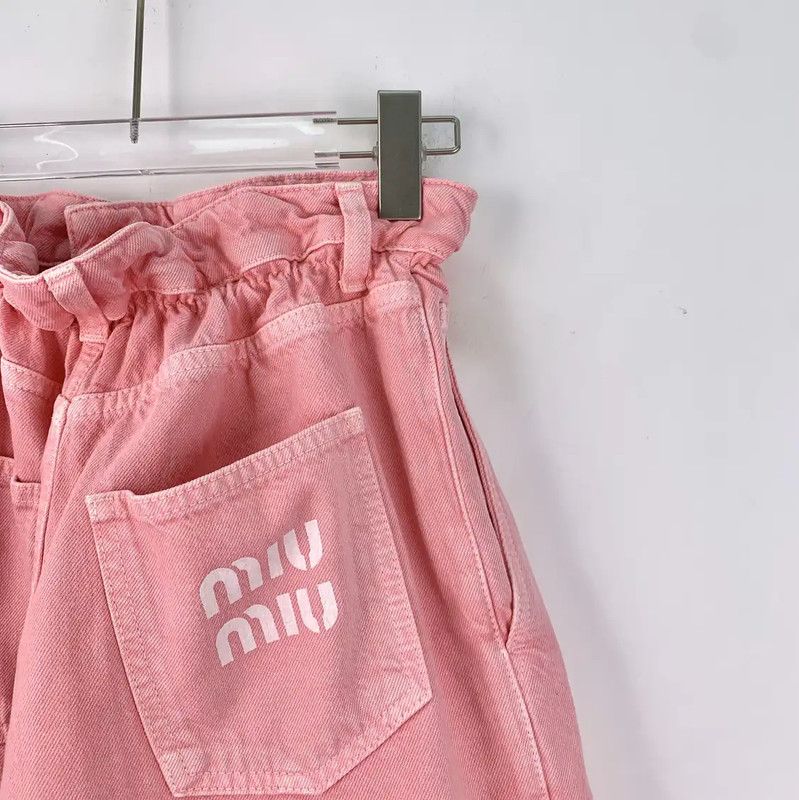 Miu Miu Miu Miu Pink Cotton Women’s Shorts 0089 Size 23" - 5 Thumbnail
