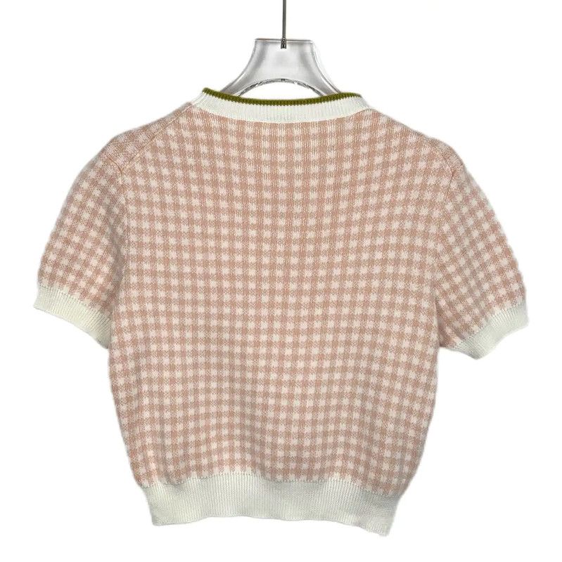 Miu Miu Miu Miu Pink Checkered Cotton Pullover Sweater 0089 Size XS / US 0-2 / IT 36-38 - 2 Thumbnail