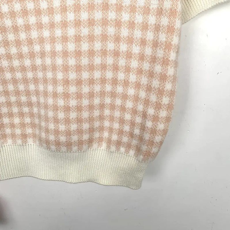Miu Miu Miu Miu Pink Checkered Cotton Pullover Sweater 0089 Size XS / US 0-2 / IT 36-38 - 4 Thumbnail