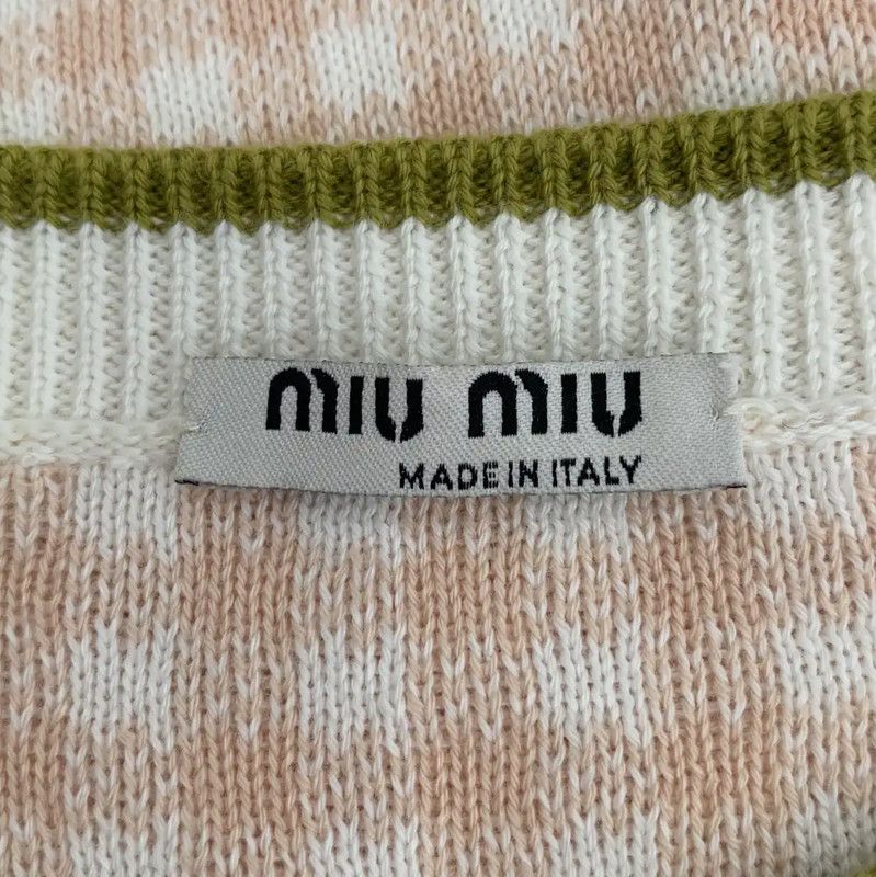 Miu Miu Miu Miu Pink Checkered Cotton Pullover Sweater 0089 Size XS / US 0-2 / IT 36-38 - 5 Thumbnail