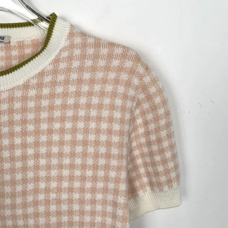 Miu Miu Miu Miu Pink Checkered Cotton Pullover Sweater 0089 Size XS / US 0-2 / IT 36-38 - 3 Thumbnail