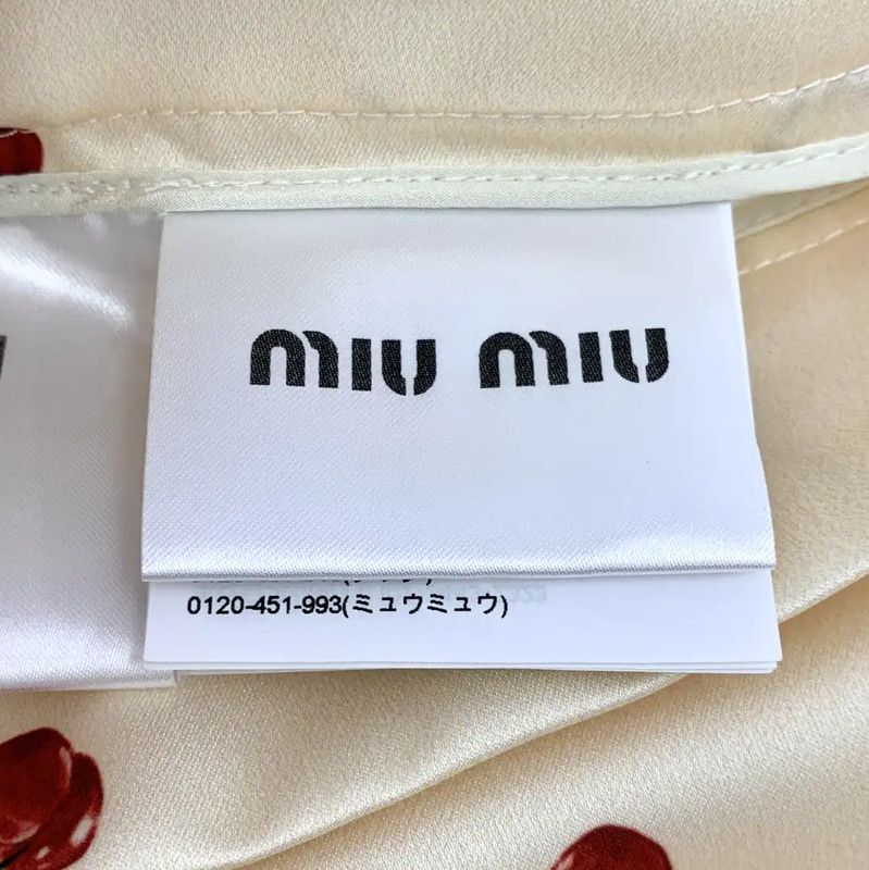Miu Miu Miu Miu Beige Cherry Print Midi Skirt 0089 Size 22" - 6 Thumbnail