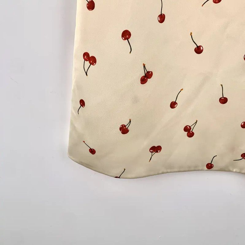 Miu Miu Miu Miu Beige Cherry Print Midi Skirt 0089 Size 22" - 4 Thumbnail