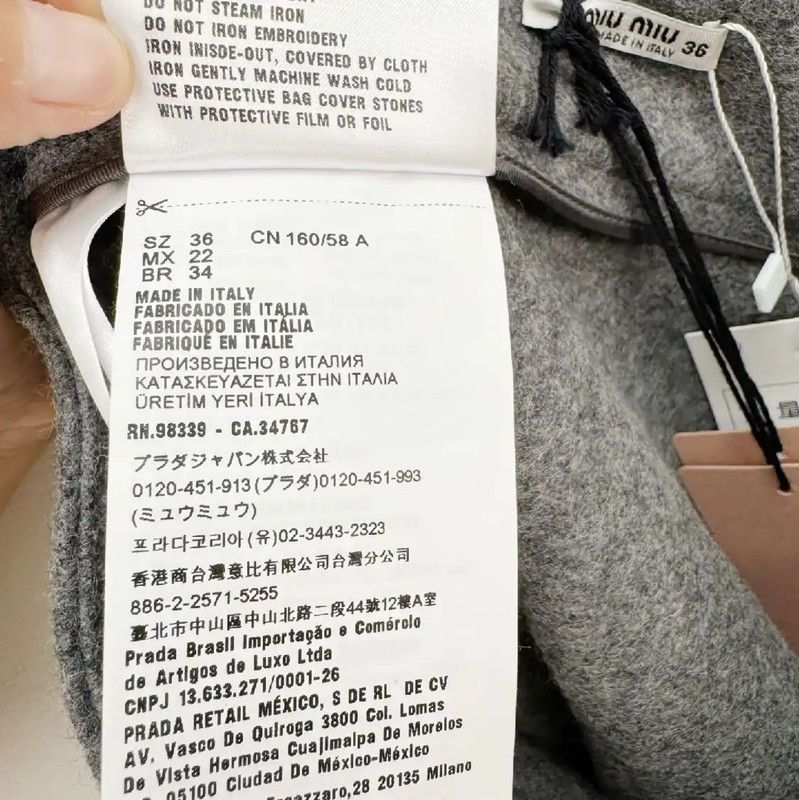 Miu Miu Miu Miu Gray Wool Winter Skirt for Women 0089 Size 23" - 3 Thumbnail