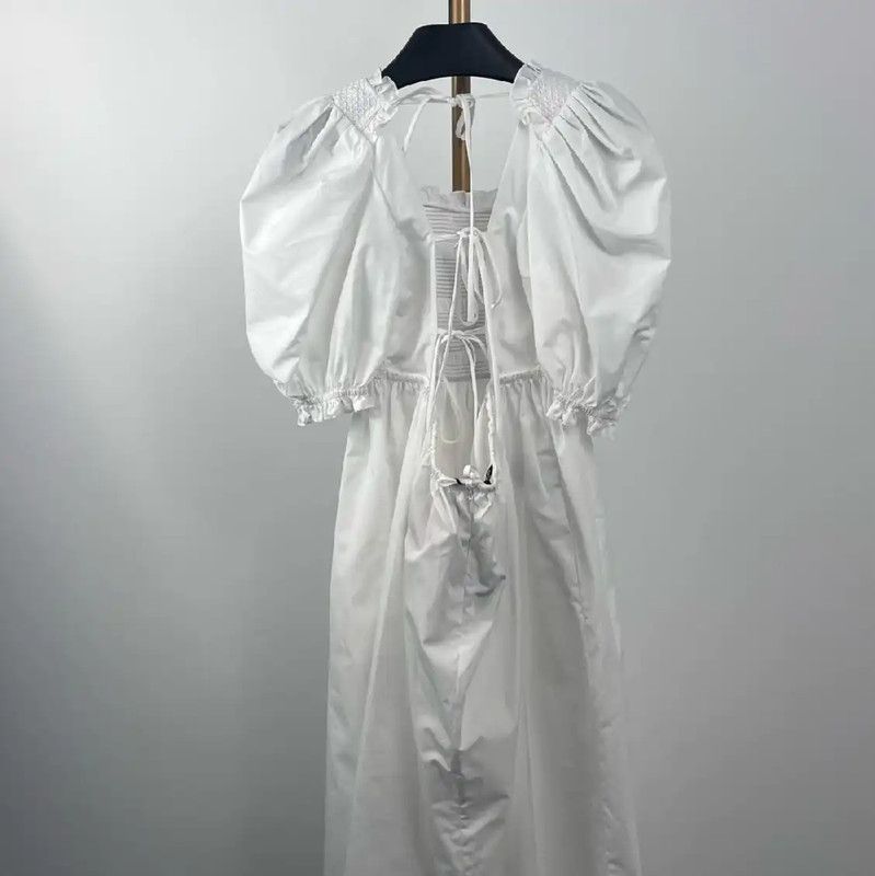 Miu Miu Miu Miu White Cotton Dress for Women 0089 Size L / US 10 / IT 46 - 2 Thumbnail